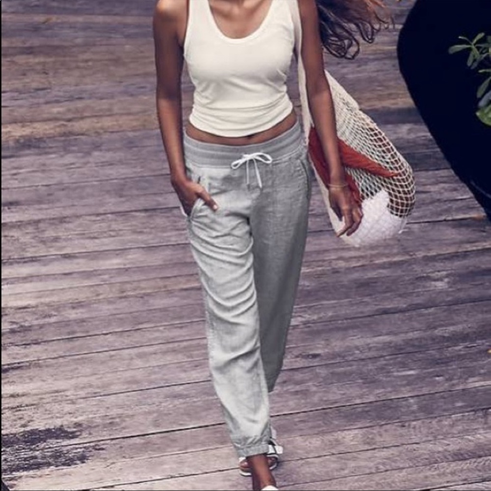 ATHLETA Gray Cabo Linen Jogger Pants Size 4